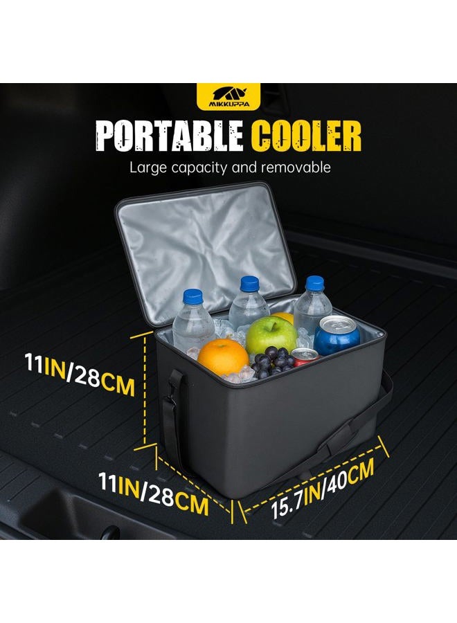 MIKKUPPA Car Trunk Organizer with Cooler - 95L Collapsible Trunk Organizer with Lid, Trunk Storage Organizers for SUV Truck Van with Adjustable Straps and Non Slip Bottom (Black, X-Large with Cooler) - Image 3