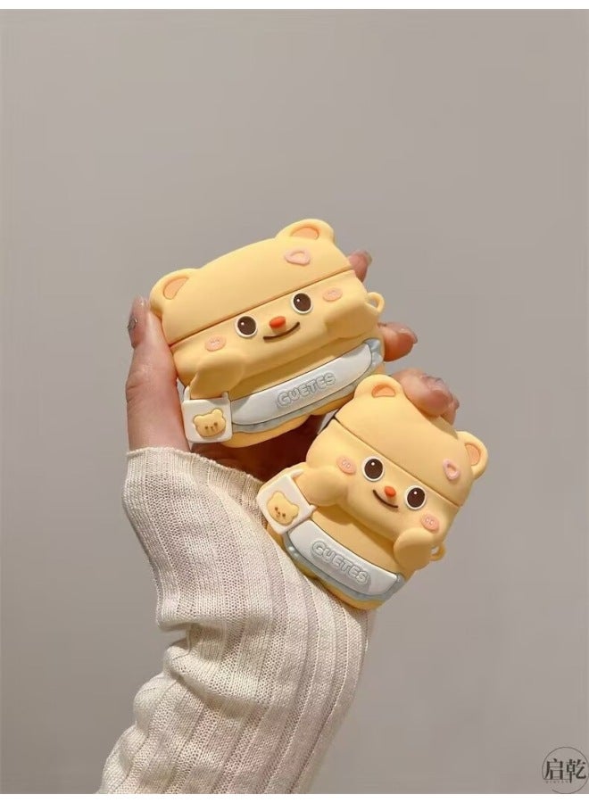 Cross-border Generation Hair Backpack Bear Airpods Pro2 Apple 4 Generation Silicone Earphone Case 3 Generation Protective Shell 