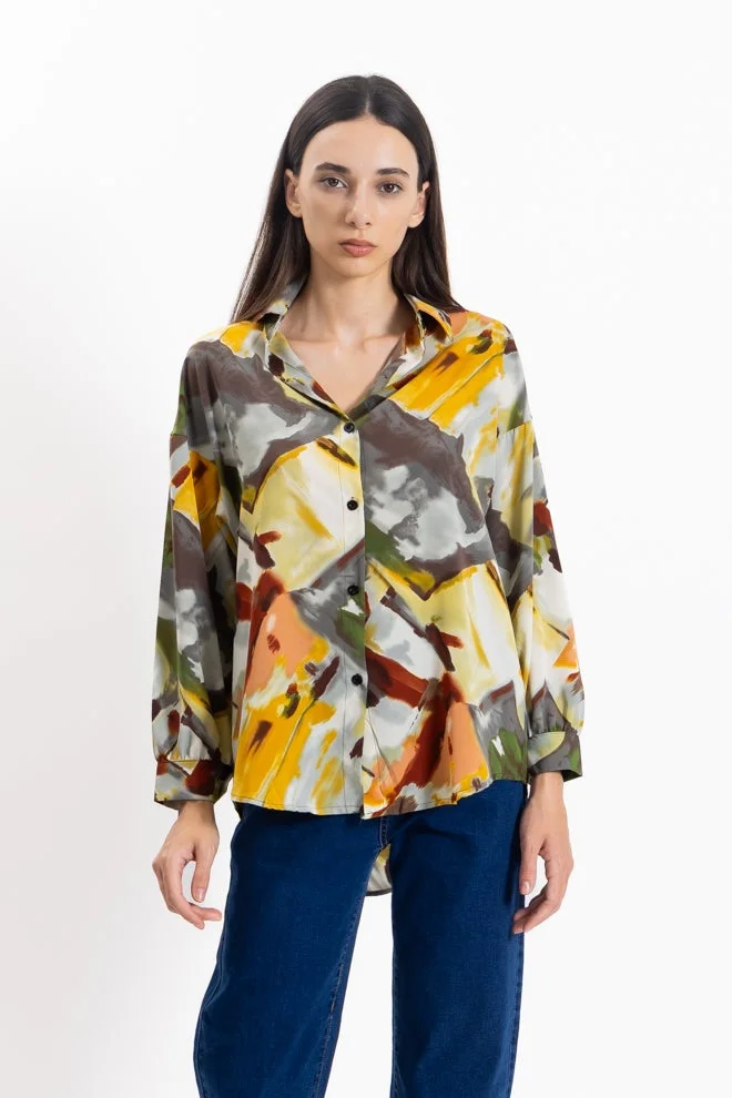 شايبس قميص بطبعة تجريدية خفيف الوزن