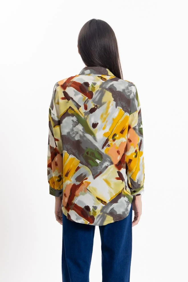 شايبس قميص بطبعة تجريدية خفيف الوزن