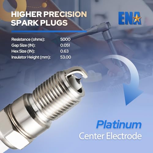 ENA مجموعة ENA من 6 شمعات إشعال بلاتينية 2000 2001 2002 2003 2004 2005 2006 2007 2008 2009 متوافقة مع ميركوري فورد إيسكيب فريستايل فيوجن موستانج توريز زيفير ميلان مونتيغو سابل V6 3.0L استبدال# SP433 - Image 4