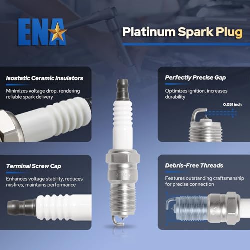 ENA مجموعة ENA من 6 شمعات إشعال بلاتينية 2000 2001 2002 2003 2004 2005 2006 2007 2008 2009 متوافقة مع ميركوري فورد إيسكيب فريستايل فيوجن موستانج توريز زيفير ميلان مونتيغو سابل V6 3.0L استبدال# SP433 - Image 2