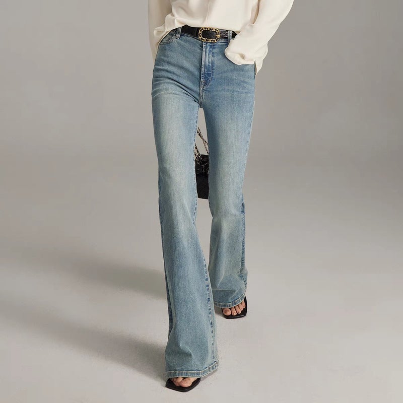 Turkey Imported Supermodel Love Vtg High Street God Pants_Retro High Elastic Micro Horn Jeans Women - Image 3