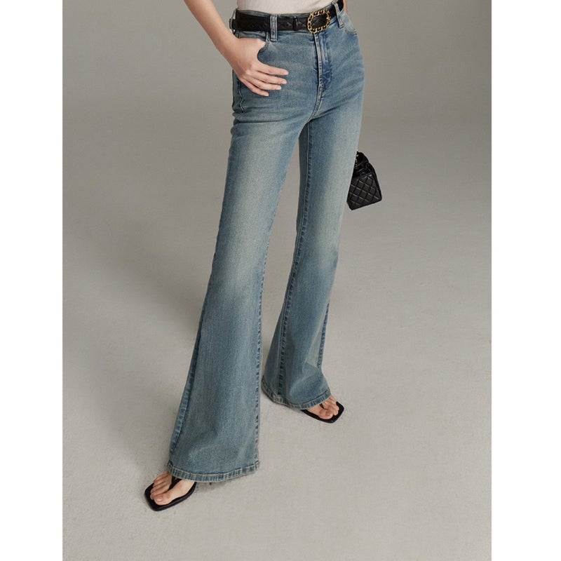 Turkey Imported Supermodel Love Vtg High Street God Pants_Retro High Elastic Micro Horn Jeans Women - Image 5