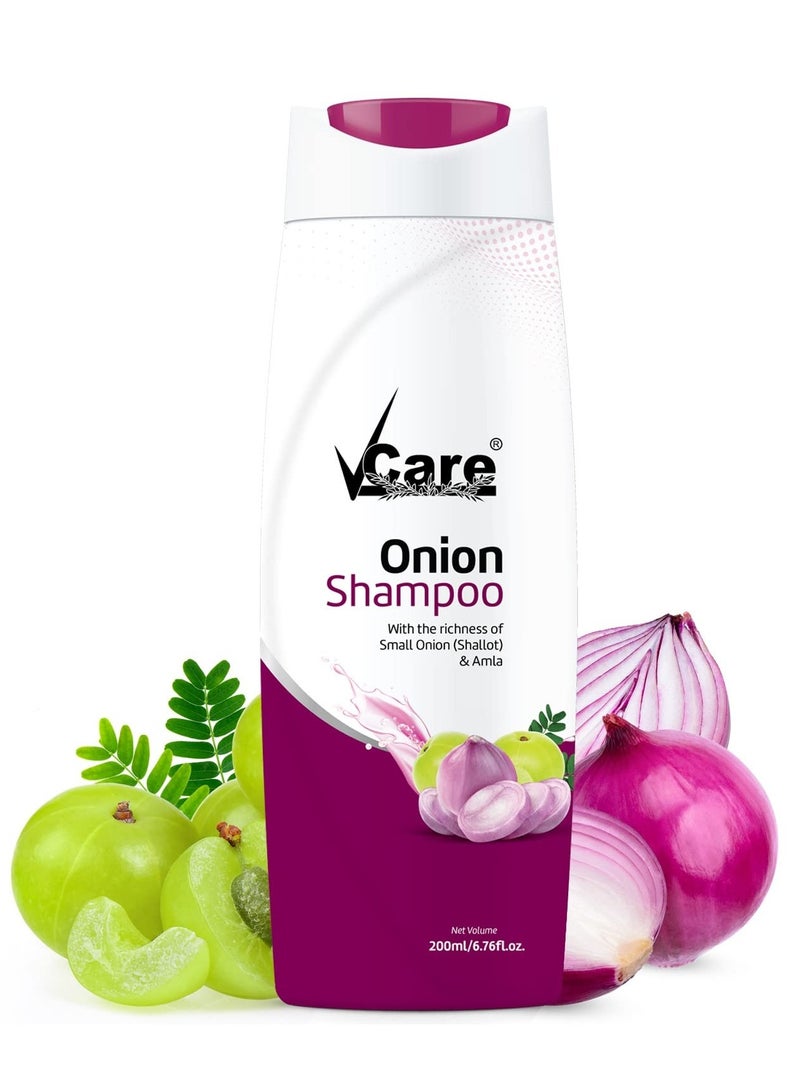 VCare Onion Shampoo for Hair Growth and Hair Fall Control With Onion and Amla 200ml - Image 1