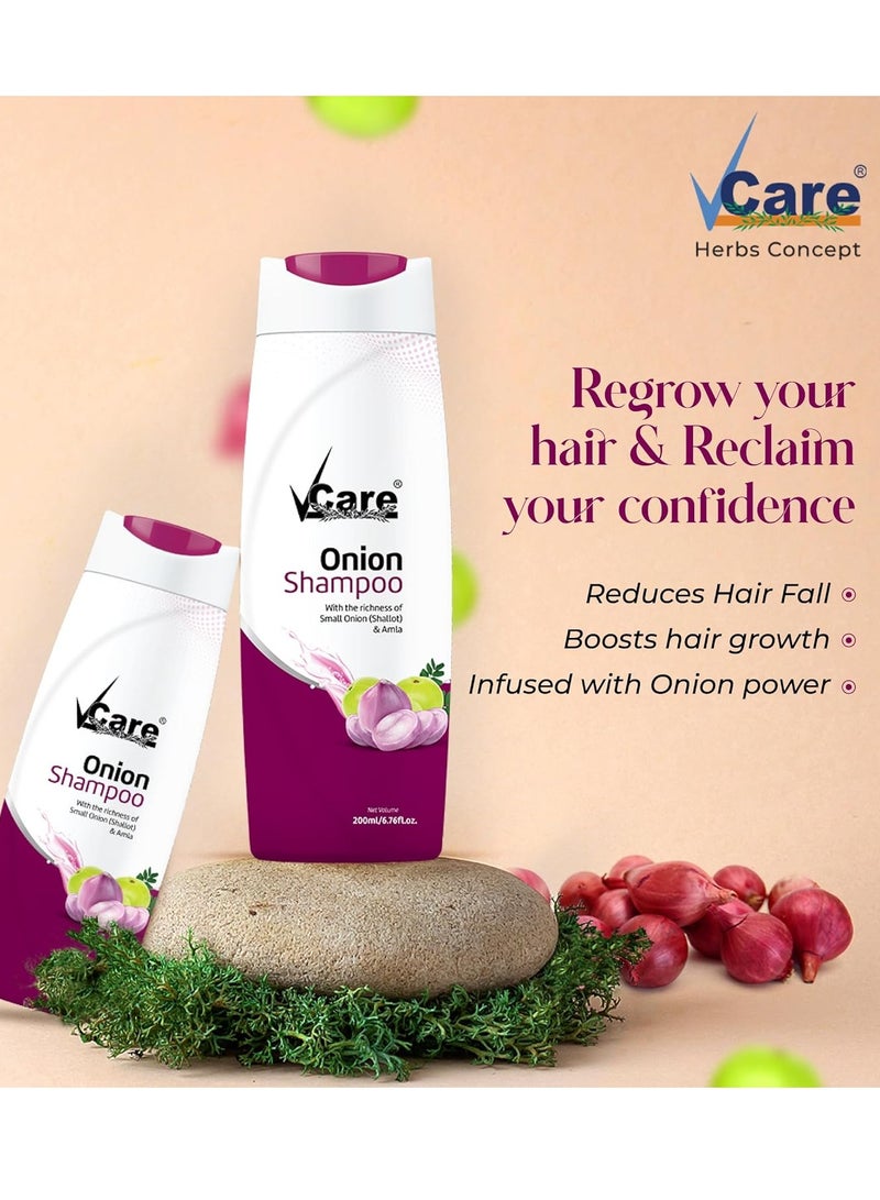 VCare Onion Shampoo for Hair Growth and Hair Fall Control With Onion and Amla 200ml - Image 2