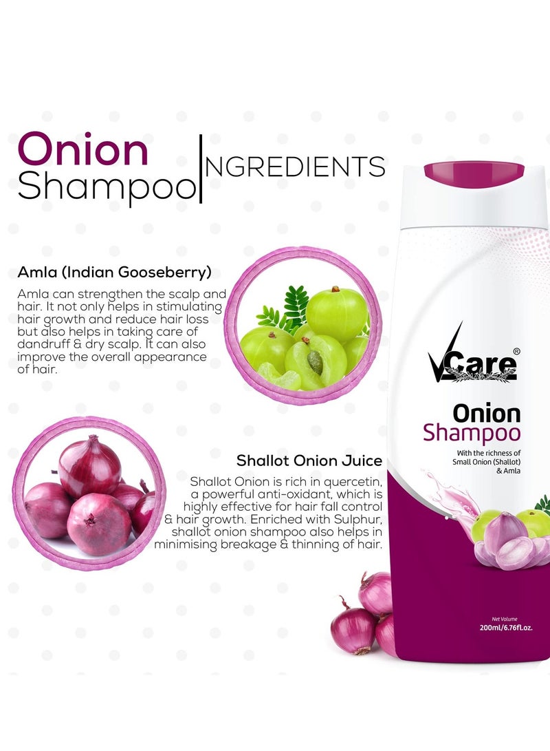 VCare Onion Shampoo for Hair Growth and Hair Fall Control With Onion and Amla 200ml - Image 4