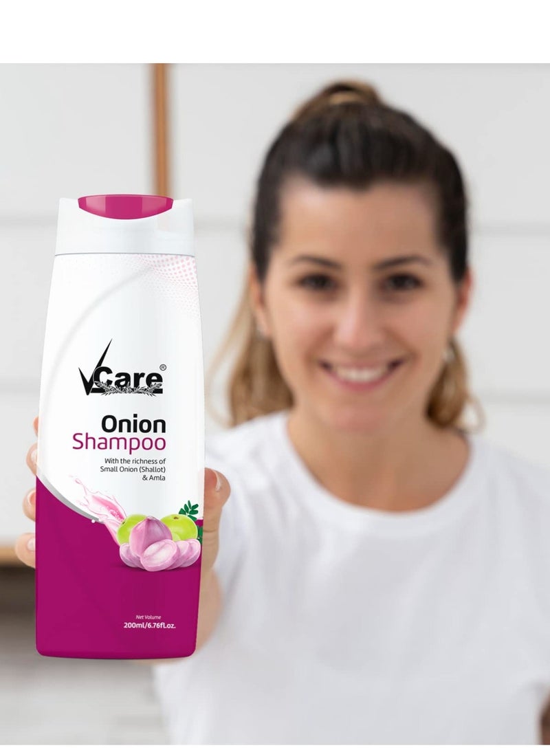 VCare Onion Shampoo for Hair Growth and Hair Fall Control With Onion and Amla 200ml - Image 5