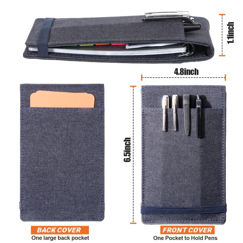 Plinyvel Notebook Cover for Rocketbook Mini & Field Notes Top Spiral (3.5"x5.5") - Durable Waterproof Case with Pen Holder & Card Slot, Power User Productivity Kit (Blue) - Image 2