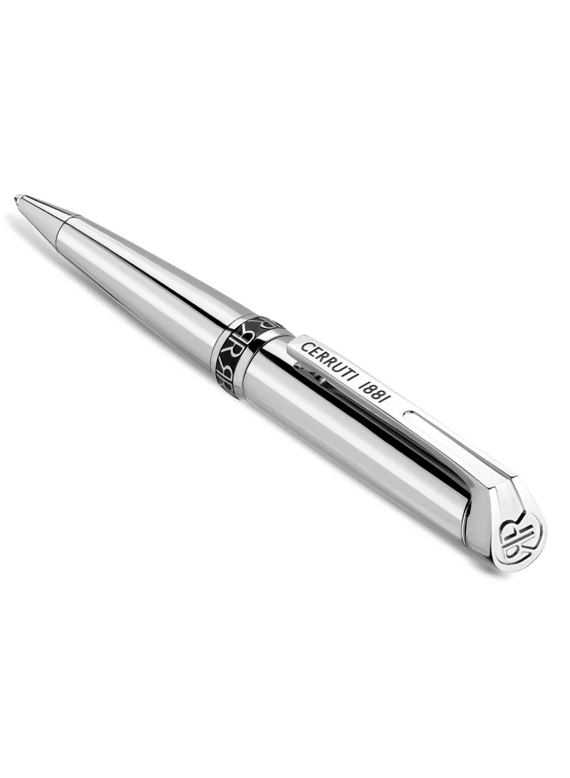 شيروتي 1881 Luciano Silver Black Stainless Steel Blue Ink Ballpoint Pen
