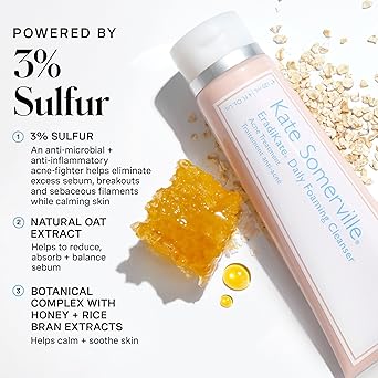 Kate Somerville EradiKate 3 Sulfur Daily Foaming Cleanser Blemish Treatment Clinically Formulated Blemish Face Wash Balances Skin and Cleans Pores 120ml - Image 2