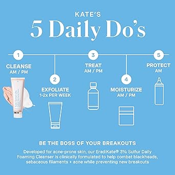 Kate Somerville EradiKate 3 Sulfur Daily Foaming Cleanser Blemish Treatment Clinically Formulated Blemish Face Wash Balances Skin and Cleans Pores 120ml - Image 5