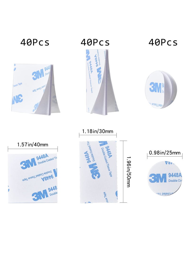 3M - 120Pcs Double Sided Foam Tape Strong Pad, Self-Adhesive Tape Include Square Round and Rectangular, Super-Sticky Adhesive Mounting Suitable for Walls and Door, Wood, Metals, Glass, Papers, White - Image 1