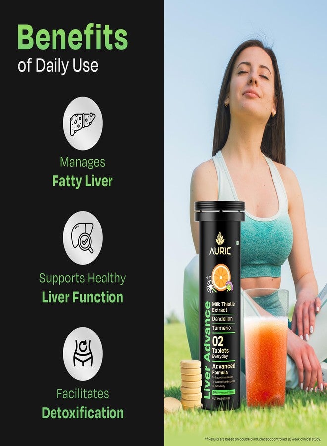 Auric Liver Advance Effervescent | 20 Tablets | Ayurveda Liver formulation | Clinically Researched with No Artificial colours or Sweeteners - Image 3