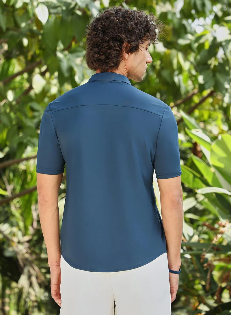 CAHOOT  Men's Aegean Blue Seamless Solid Shirt for Men | Best Price UAE