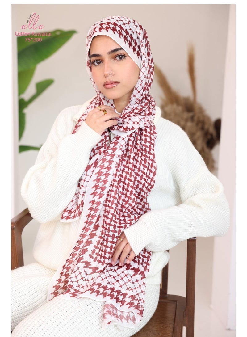 Luxury Veil Cotton Islamic Hijab for Women for Occasions and Regular Days - Size (200cm x 75cm)