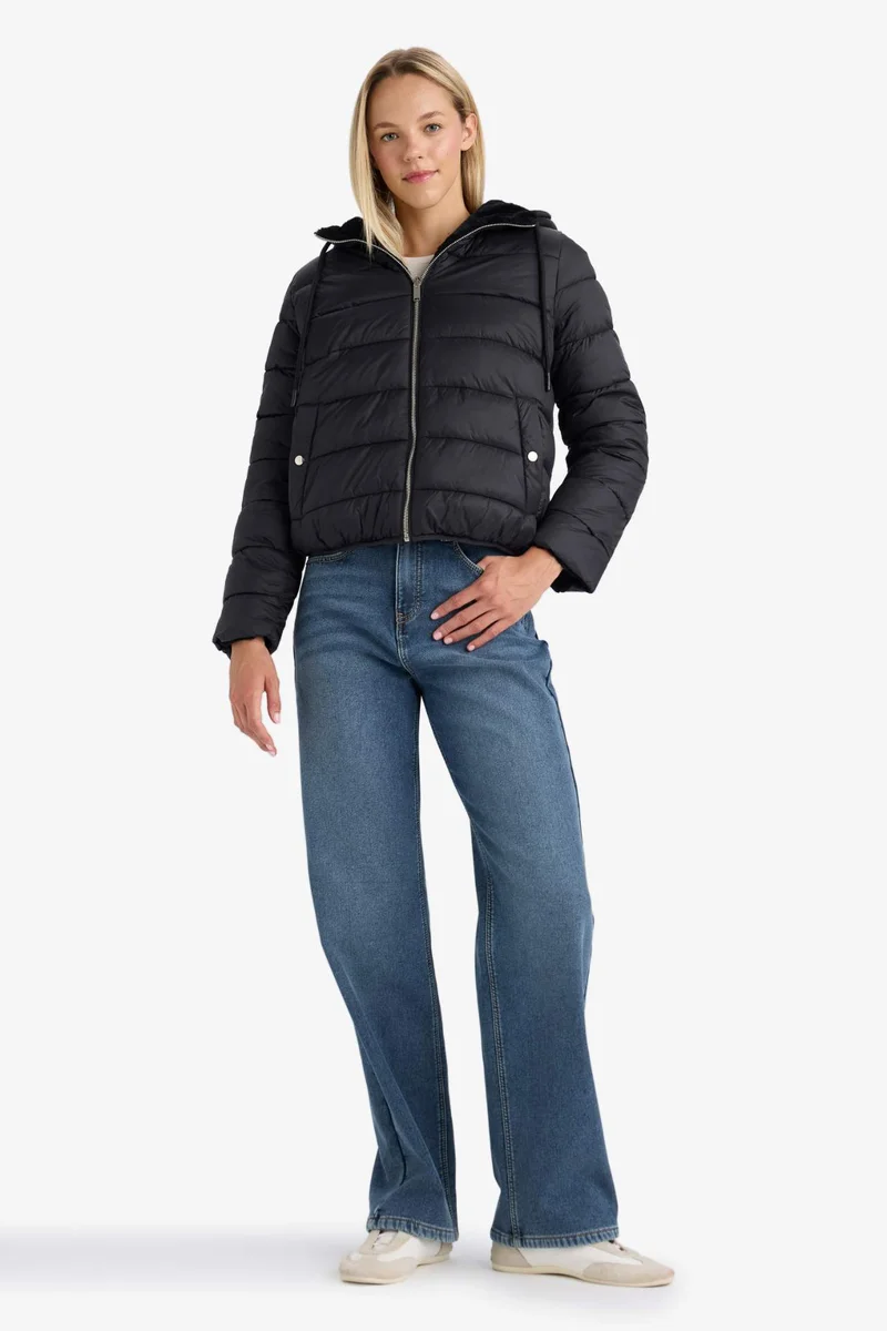 ديفاكتو Waterproof Regular Fit Faux Fur Lined Hooded Puffer Jacket