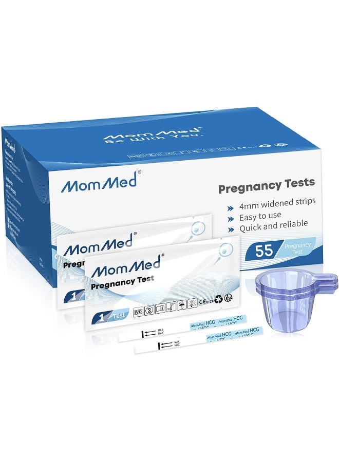 MomMed Pregnancy Test Strips, Home Pregnancy Test Kits - 55-Piece Pregnancy Test Strips With Bonus 55-Piece Urine Collection Cups - Quick And Reliable Early Pregnancy Test Detection - Over 99% Accuracy - Image 1