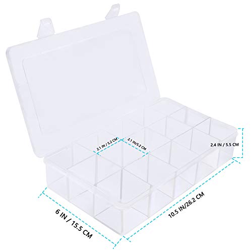 Gospire 15 Large Grids Clear Plastic Jewelry Box Organizer Storage Container with Removable Dividers (15 Grids - Clear) - Image 3
