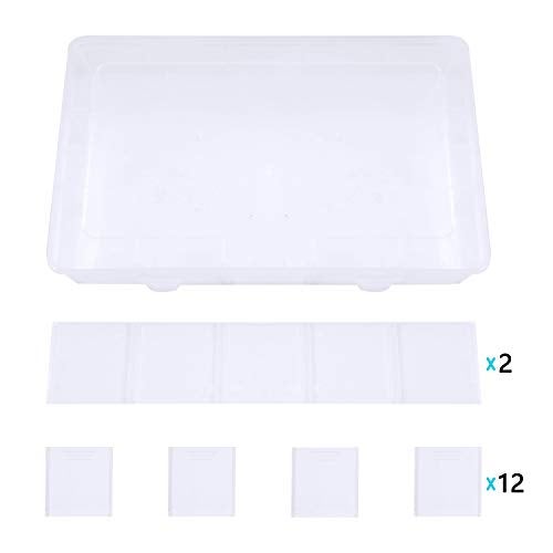 Gospire 15 Large Grids Clear Plastic Jewelry Box Organizer Storage Container with Removable Dividers (15 Grids - Clear) - Image 2