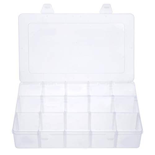 Gospire 15 Large Grids Clear Plastic Jewelry Box Organizer Storage Container with Removable Dividers (15 Grids - Clear) - Image 1