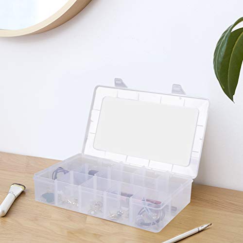 Gospire 15 Large Grids Clear Plastic Jewelry Box Organizer Storage Container with Removable Dividers (15 Grids - Clear) - Image 5