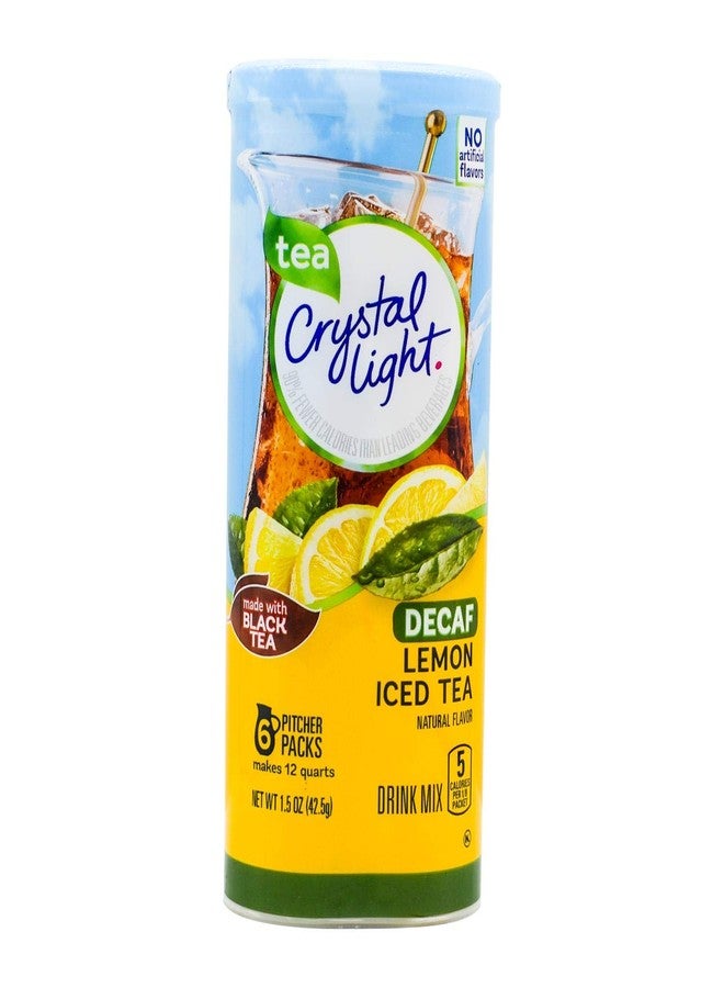 Crystal Light Sugar-Free Decaffeinated Lemon Iced Tea Naturally Flavored Powdered Drink Mix 6 Count Pitcher Packets - Image 1