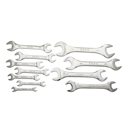 AGRICO TATA D.O.E. Spanner Set (12 Pcs) | Open Jaw Spanner Set/Wrench Set/Tool Kit Multipurpose Home Use and Professional Spanners Corrosion Resistant Chrome Plating DOE Jaw Spanners | Chrome Finish - Image 1