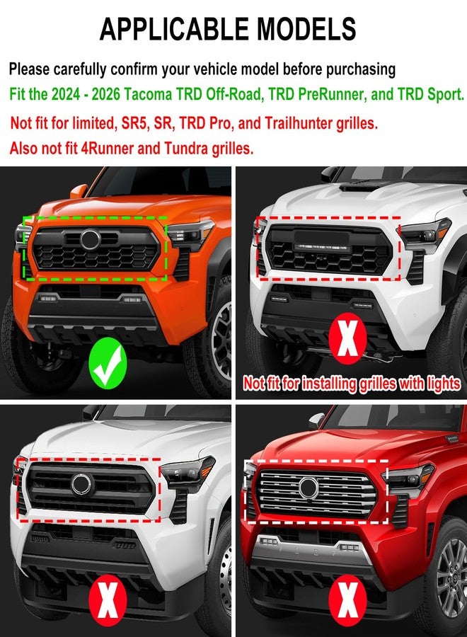RAVOTOM Upgrade Grille Decor Badge Emblem for 2024 2025 Toyota Tacoma Accessories TRD Off-Road, TRD PreRunner, TRD Sport Tri-Color Front Grille Insert Trims (Yellow/Orange/Red) - Image 2