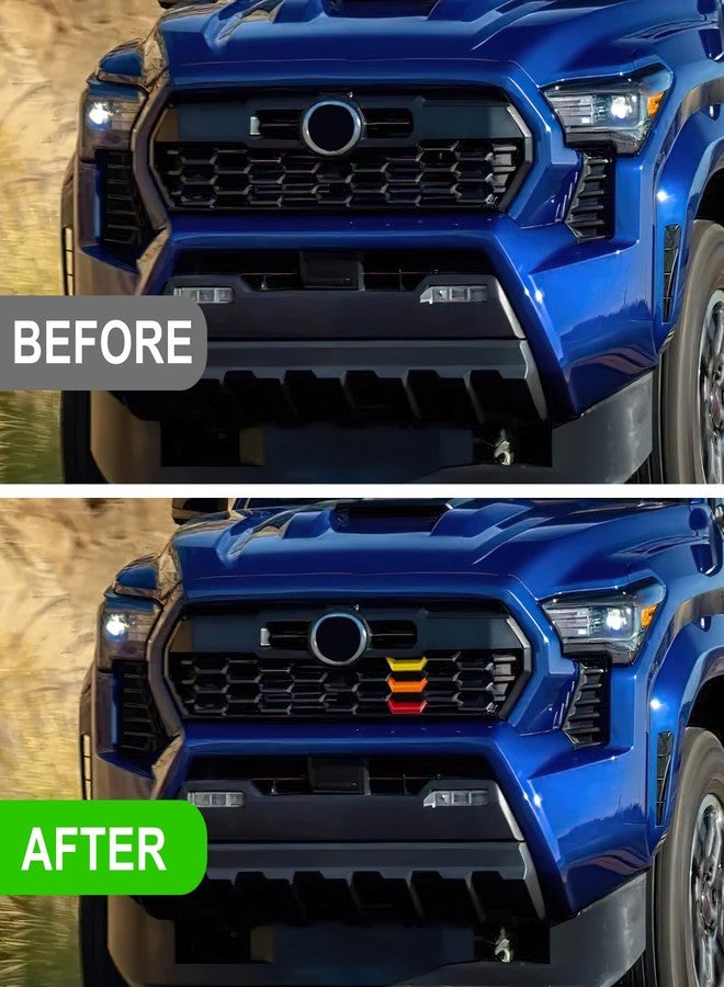 RAVOTOM Upgrade Grille Decor Badge Emblem for 2024 2025 Toyota Tacoma Accessories TRD Off-Road, TRD PreRunner, TRD Sport Tri-Color Front Grille Insert Trims (Yellow/Orange/Red) - Image 3