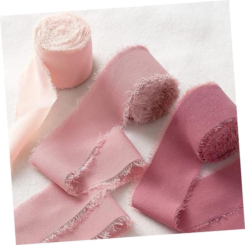 كيتشوس 3 لفات شريط شيفون هدب وردي بعرض 40 ملم لدعوات الزفاف باقة العروس الحرف اليدوية DIY شريط قماش لتغليف الديكور 5 أمتار لكل لفة - Image 4
