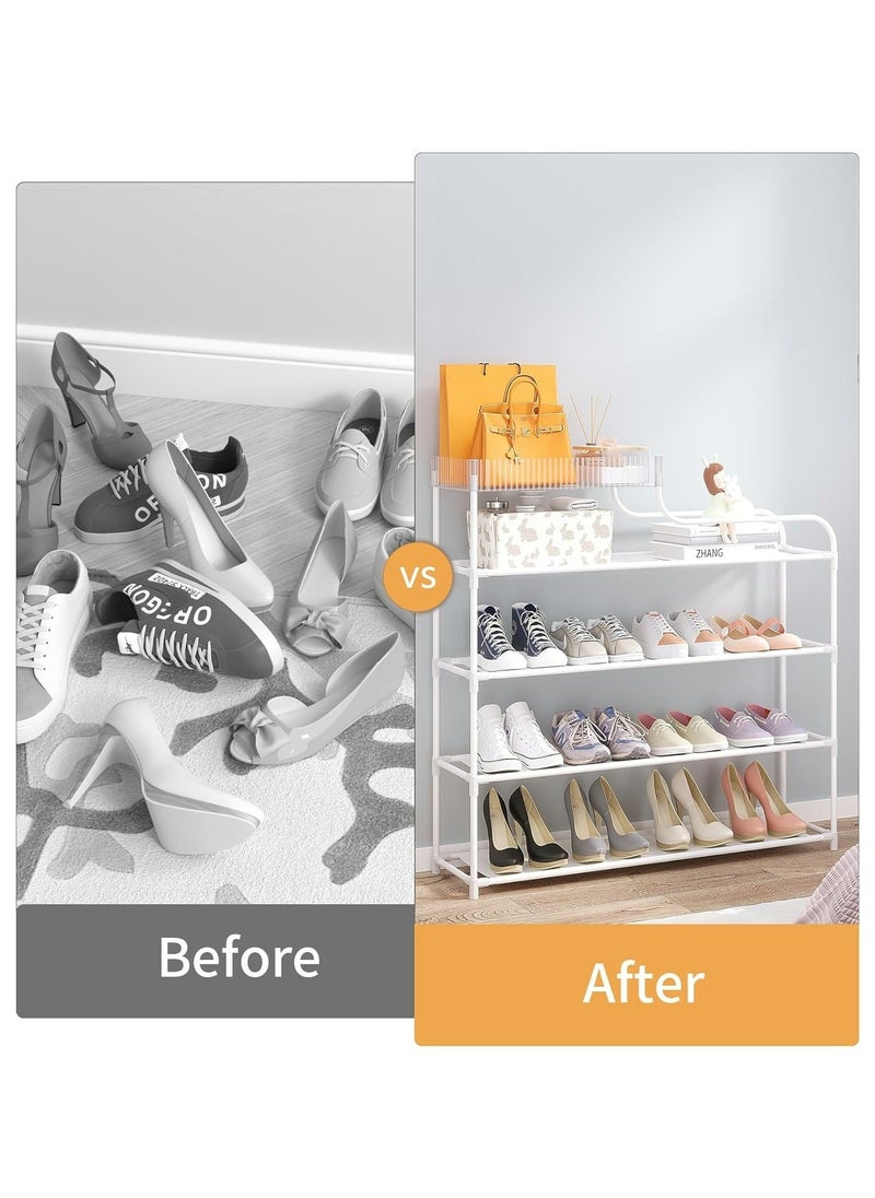 RollsTimi  6 Tier Freestanding with Storage Box Shoe Organizers for Entrance Shoe Cabinet White 95*22*80 cm  - Image 3