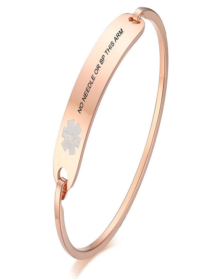 VNOX Free Engraving-Stainless Steel Medical Alert ID Bangle Bracelet,Gold Plated/Silver,7.4"-8.0" - Image 1
