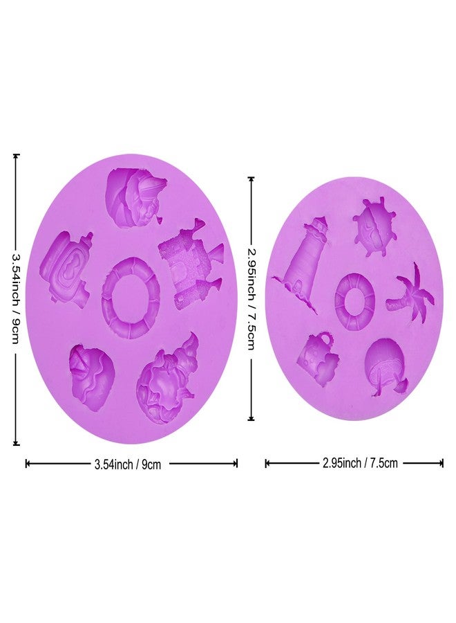 acvcatto Beach Theme Silicone Molds, Summer Designs Lighthouse Palm Tree Life Ring Shapes Fondant Molds for Cake Decorating Cupcake Topper Fondant Sugarcraft Gum Paste Clay Resin - Image 2