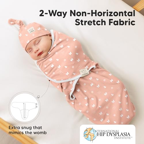 KeaBabies 3Pack Organic Swaddles for Newborns Girls Boys with Hats Soft Cotton Baby Sleep Sacks 03 Months Breathable Baby Hats and Swaddles 03 MonthsNewborn Essentials Must HavesButterflies - Image 3