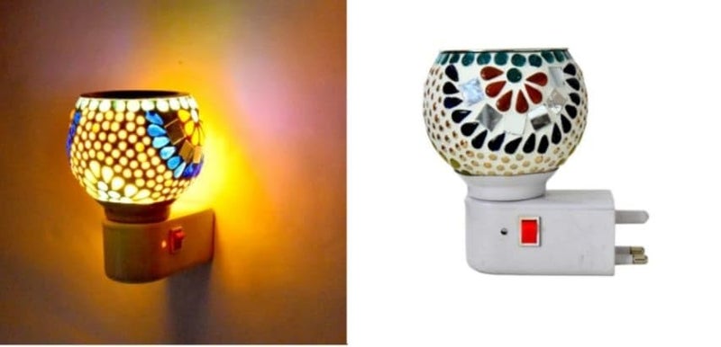 Electric Kapoor Dani Kapoor Dani for Decoration Kapoor Incense Burner Mosaic Glass Kapoor Dani Aroma Oil Burner Kapoor Diffuser Kapoor Dani Available in Multi Colour Pack of 1