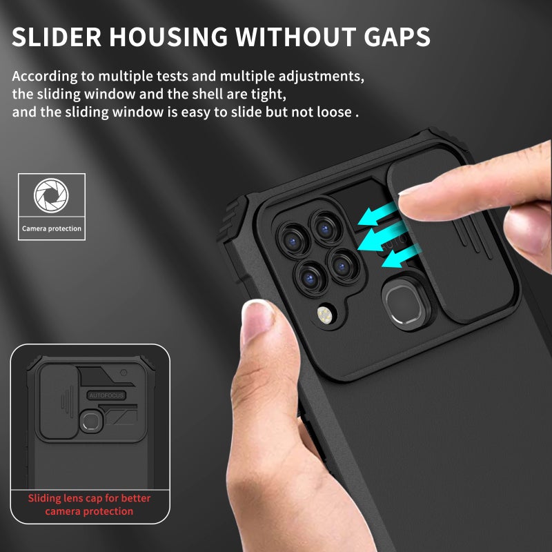 HuHa Case Cover For Infinix Hot 10s Stereoscopic Holder Sliding Camshield Phone Case(Black) - Image 4