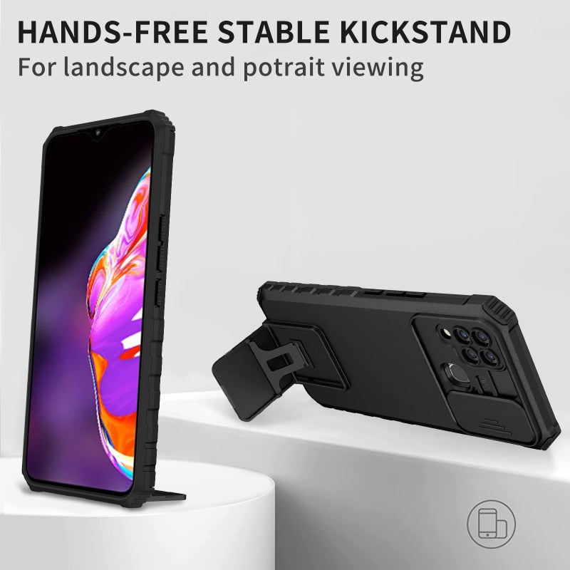 HuHa Case Cover For Infinix Hot 10s Stereoscopic Holder Sliding Camshield Phone Case(Black) - Image 5