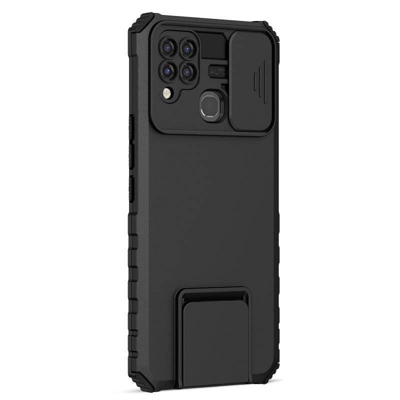 HuHa Case Cover For Infinix Hot 10s Stereoscopic Holder Sliding Camshield Phone Case(Black) - Image 2