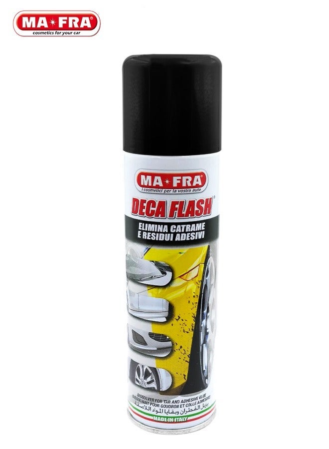 مافرا بخاخ MA-FRA Deca Flash لإزالة القار (الزفت) - سعة 250 مل - مخصص لإزالة بقايا المواد اللاصقة والغراء والشمع والملصقات والقار والبيتومين وبقع الطريق؛ بخاخ تنظيف متعدد الأسطح للسيارات والدراجات النارية وجنوط الألمنيوم والأسطح المطلية والأجزاء المعدنية. - Image 2