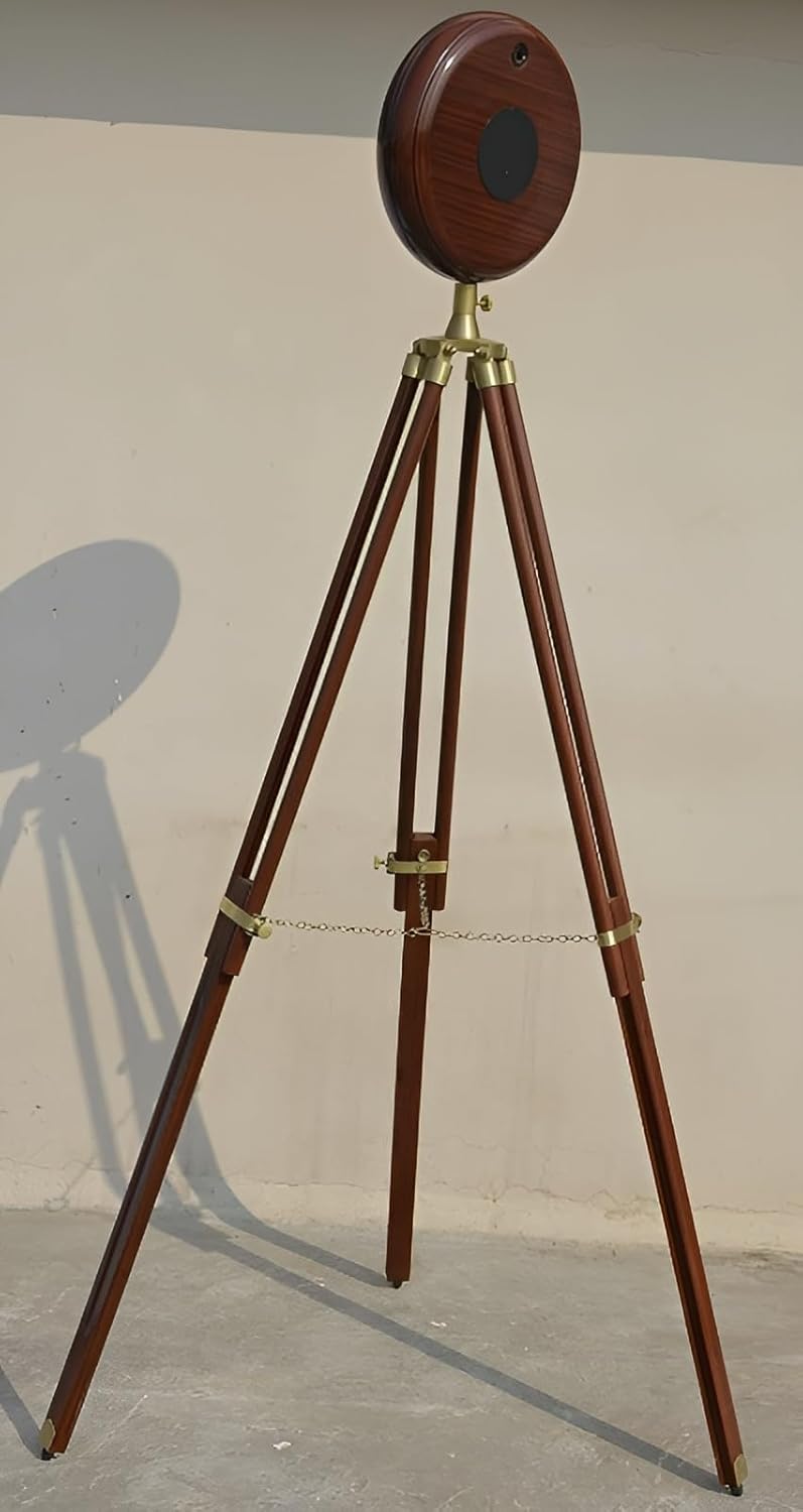 Nautical Vintage Antique Floor Standing Clock 178 cm Roman Number Wooden Clock with Wooden Antique Tripod Stand Brown - Image 3