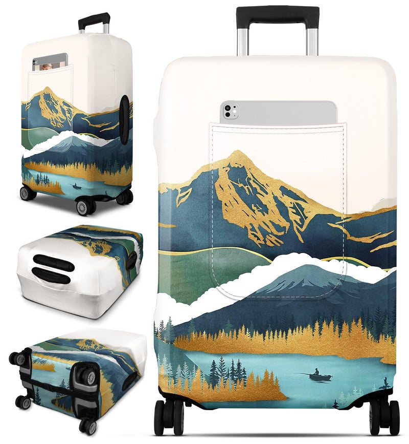 Slohif Luggage Cover for Suitcase Tsa Approved Protector Luggage Sleeve Large Suit Case Cover Travel Stretch Baggage Case Protective Washable Fit 3132 Inch Mountain XL - Image 2