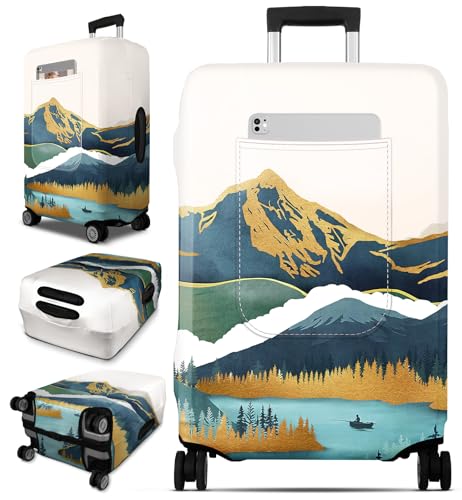 Slohif Luggage Cover for Suitcase Tsa Approved Protector Luggage Sleeve Large Suit Case Cover Travel Stretch Baggage Case Protective Washable Fit 3132 Inch Mountain XL - Image 1