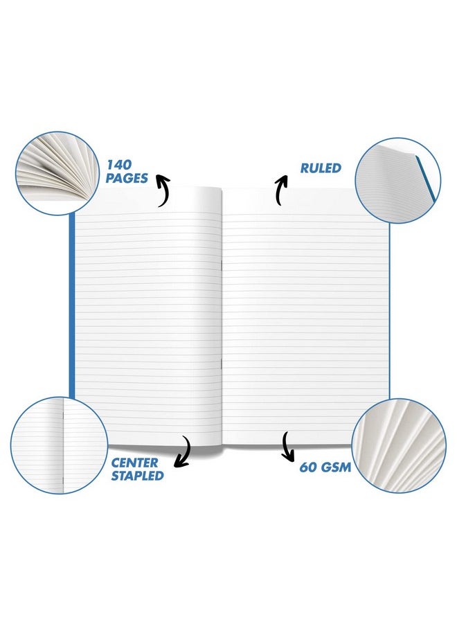 classmate Classmate Pulse PP Cover Longbooks, A4 size, Single Line, 140 Pages (Pack of 6)  - Image 4