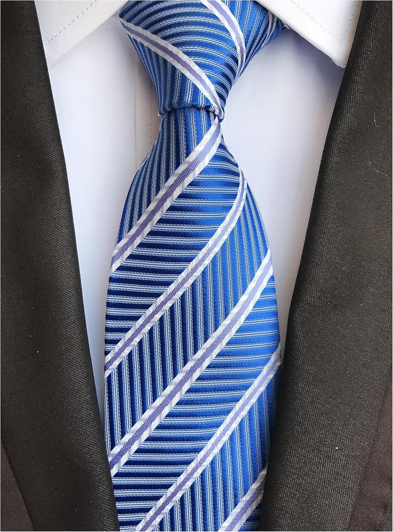 Secdtie Men's Classic Stripe Jacquard Woven Silk Tie Formal Party Suit Necktie - Image 2