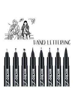 Generic Calligraphy Brush Pen, Hand Lettering Pens, Art Markers Pens for Beginners Writing, Sketching, Drawing, Illustration, Scrapbooking, Journaling, Black Ink Pen Set, 8 Sizes  - Image 1