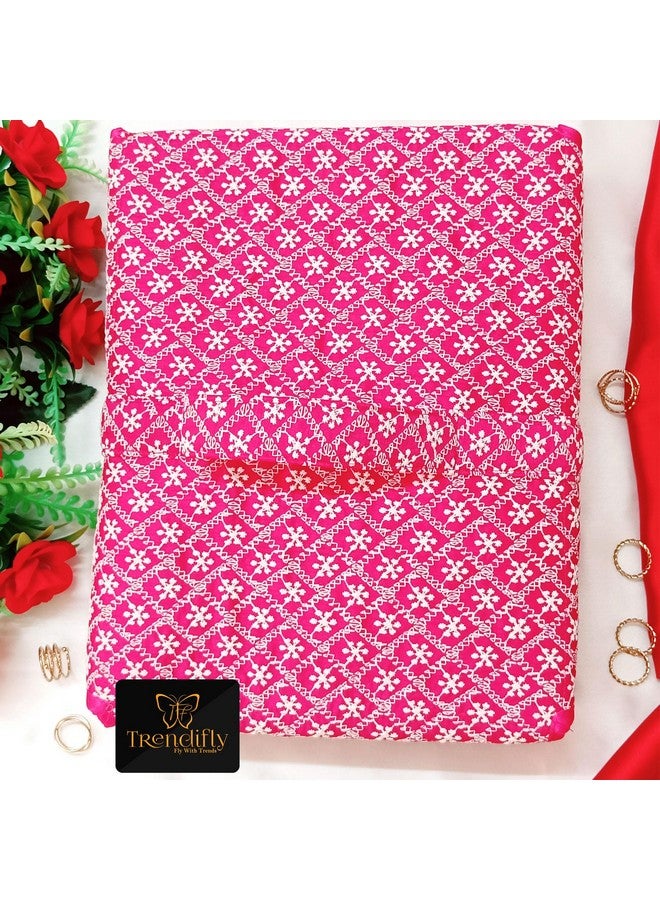 Trendifly silk Lucknowi Jewellery Organiser Box for women Necklace organizer pouches Travel Makeup Cosmetic Earrings Jewelry Storage box for Bridal Gifting (Dark Pink) - Image 5