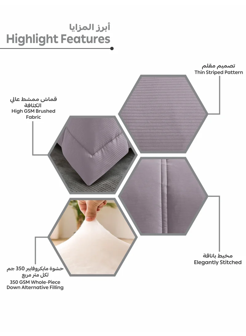 Donetella Bedding Comforter Set Single  Size, 4-Pcs Bed Set Fits 120x200 Cms -Hotel Striped  Bedding Set-All Season- Brushed Microfiber (طقم مفرش سرير فندقي)