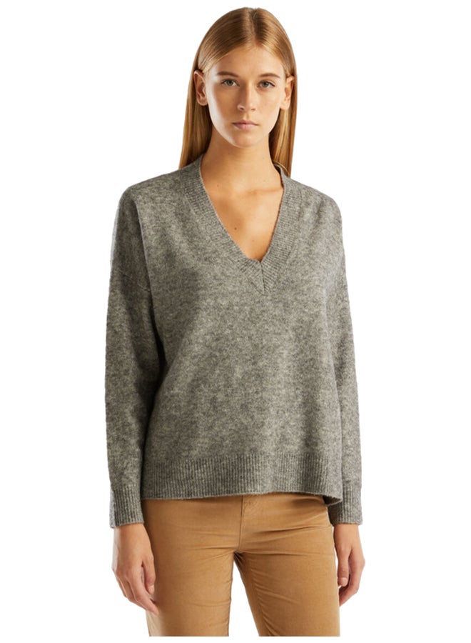 Benetton V-NECK SWEATER IN RECYCLED YARN  - Image 1