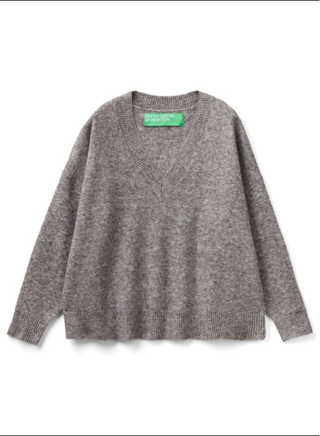 Benetton V-NECK SWEATER IN RECYCLED YARN  - Image 4